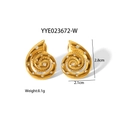 Gold stainless steel snail earrings with crystals measuring 2.8cm by 2.1cm size - Clear Rhinestone Conch Style (YYE023672-W)