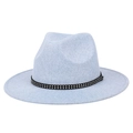 Classic light blue wool Fedora hat with black studded band for men and women - Mixed Light Blue