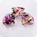 Elegant terrazzo pattern hair claw clip with colorful marble fragments on a white background - Colorful Terrazzo (D9-2-4)