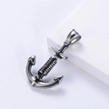 Vintage anchor pendant in silver-black stainless steel with rope wrap details - Steel Color Anchor Pendant (No Chain)