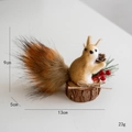 Artificial squirrel ornament with pine cone and wooden base for Christmas tree decoration - Style D Squirrel Pendant