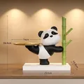 Cute panda figurine tray with green bamboo stand, ideal for key storage home decor - Panda Raising Leg Storage Ornament [Copyright Edition]
