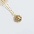 Golden leopard head pendant necklace with white zircon circle and fine chain - Leopard Head
