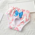 Breathable cotton dog physiological pants featuring pink heart prints and blue bow - S / Flying Hearts