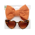 Detalle de gafas corazón leopardo y diadema de lazo naranja con lunares en cartón - 6# Naranja (Conjunto de Gafas de Sol de Corazón Montura Leopardo + Diadema de Lunares)