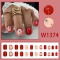 Elegantes burgunderrotes Blumen-Nagelset mit 24 Stück und Goldfolien-Akzenten - Weinrot Blumenstil (W1374)