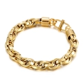 Men's gold-plated stainless steel oval curb chain bracelet with polished finish - 9mm (KB138812-KFC)