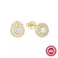 Golden S925 sterling silver halo stud earrings with sparkling round zircon accents - Gold #1 (Round Halo Inlaid) / Gold