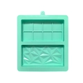 Mint green silicone chocolate mold with geometric patterns and square cavities - Green