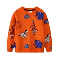 Felpa arancione per bambini con stampe di animali colorati e finiture a costine - 3T (90-95cm) / Arancione (3286)