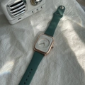 Orologio al quarzo da donna quadrato con cassa oro rosa e cinturino verde - Cinturino Verde Chiaro Cassa Oro Rosa