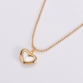 Collana a cuore dorata minimalista con inserto in madreperla e catena a sfere - Oro