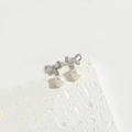Orecchini a fiocco argento con zirconi e perla bianca su base di pietra naturale - Mini Fiocco di Perle Argento