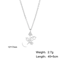 Detail showing dimensions of silver flower pendant necklace with 45+5cm chain length - Steel Color Holly