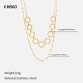 Double-layer 14K gold plated stainless steel necklace with geometric star charms - Double Layer Style / Gold