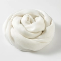 Solid white linen-cotton scarf for women featuring a soft, rose-like texture and design - White