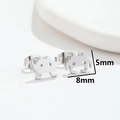 Minimalist silver pixel alien stud earrings with 5mm and 8mm size measurements - Space Invaders Pixel Alien (Steel Color)