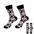 Black mid-calf socks with white skull patterns and red cross eye accents for Halloween - 37-46 / #02 Skeleton X