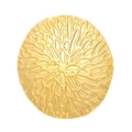 Close-up of golden stainless steel round ring with textured radial organic relief patterns - Round Style (N-741)
