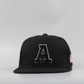 Black snapback hat with white embroidered letter A and flag patch on the side - Adjustable (55-60CM) / Black