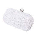 Pochette de soirée élégante faite à la main avec perles blanches pour fêtes et bals - Blanc