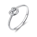 Minimalist silver knot ring crafted in stainless steel with a polished tie knot design - US 4 / Silver - Love Knot