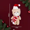 Brown Christmas plush bear doll with red striped scarf and hat for holiday gift - Beige Teddy Bear with White Scarf