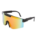 Sporty wraparound sunglasses featuring black frame with yellow speckles and gradient lens - C06 Black Yellow Splatter