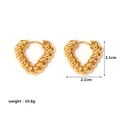 Golden heart-shaped earrings with twisted rope texture measuring 2.1cm and weighing 10.8g - Twisted Texture Heart Style (AJ289-F)