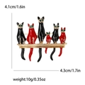 Detail view of colorful enamel cats brooch with precise size and weight measurements - Red