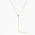 Elegante collana a Y dorata con pendente a farfalla in zircone e goccia di diamante singola - Oro (KD1890)