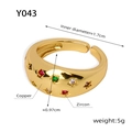 Detailansicht der Maße des breiten Goldrings mit Stern-Zirkonia und 1,7 cm Innendurchmesser - Größe 7 (Verstellbar) / Goldfarbener Stern-Zirkon-Ring(Y043)