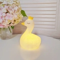 Cute yellow duck night light with crown made of soft glowing vinyl for nursery decor - Swan - White