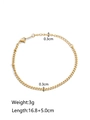 Detail of gold Cuban chain bracelet showing lobster clasp, 5cm extender, and 3mm width - Thin Cuban Style (B-005) / Gold