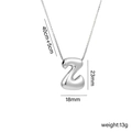 Silver puffy letter Z bubble pendant necklace in polished titanium steel for women - Letter Z (Silver)