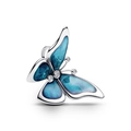 Silver butterfly charm with blue gradient enamel wings and sparkling zircon accents - Standard Spec / Silver Butterfly Shape / 028