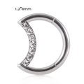 Silver G23 titanium D-shaped septum ring with 1.2x8mm clear zircon stones - 1.2*8mm / 2# D-Shape Design