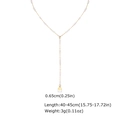 Detail of gold Y-shape pearl necklace featuring a minimalist heart pendant and size specs - Pearl Heart Style (NC-1951G)