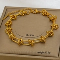 Detail of 18K gold plated titanium steel knot chain bracelet with 18+5cm size label - Knotted Chain (10-12)