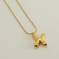 Chubby bubble letter X pendant on golden stainless steel snake chain necklace - Letter X / Gold
