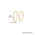 Polished 18k gold plated stainless steel 1.4cm small hoop earrings for women - 2*14mm / Gold