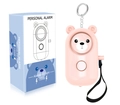 Pink bear-shaped personal alarm with 130dB sound and LED light for safety - English Packaging / Bear / Dusty Pink