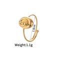 Vintage 14K gold-plated stainless steel swirl ring with detailed size and weight specs - Style T (Swirl Shell)