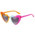 Fashionable heart-shaped sunglasses with rainbow gradient frames and dark tinted lenses - Rainbow Frame Gradient Grey Lens