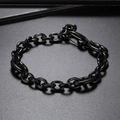 Pulsera minimalista de acero inoxidable negro con eslabones de morro de cerdo y acabado mate - Negro