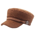 Bruine teddy fleece schippersmuts met gevlochten koord en metalen knopen voor dames - 58cm / koffiekleur