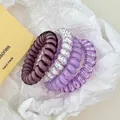 Set of 4 elastic spiral telephone cord hair ties in purple and patterned styles - 3# Purple 4-Piece Set