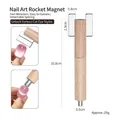 Nail art cat eye magnetic tool rocket magnet with wooden handle and dual magnetic heads - Detachable Rocket Magnet - Natural Wood