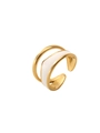 Elegant 18k gold plated double layer open ring with white enamel finish in minimalist style - White Double Layer