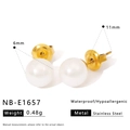 Gedetailleerde afmetingen van 6mm pareloorbellen gemaakt van hypoallergeen roestvrij staal - 6mm Parelstijl (NB-E1657)